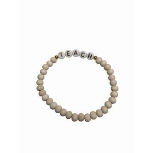 Teach Beaded Letter Stretchy Bracelet Teacher Wooden Beads